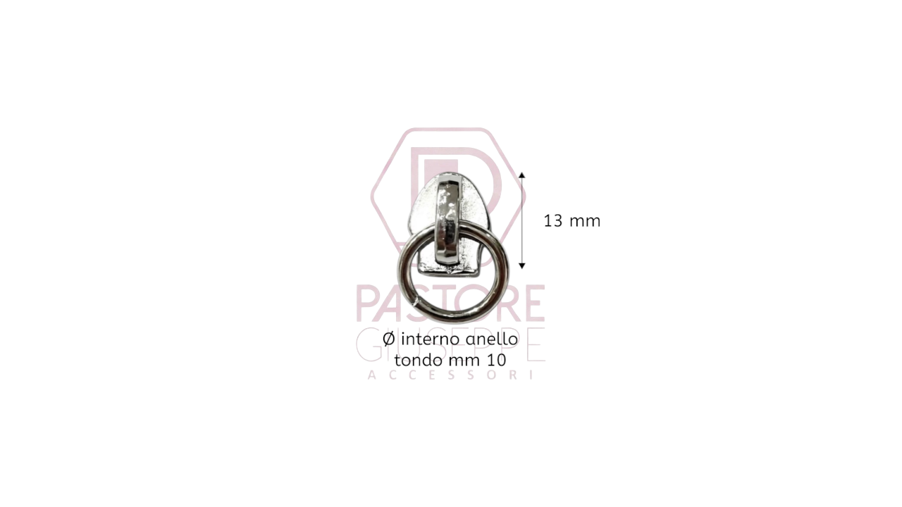 Cursore ed anellino tondo art 3807 per lampo nylon catena 5